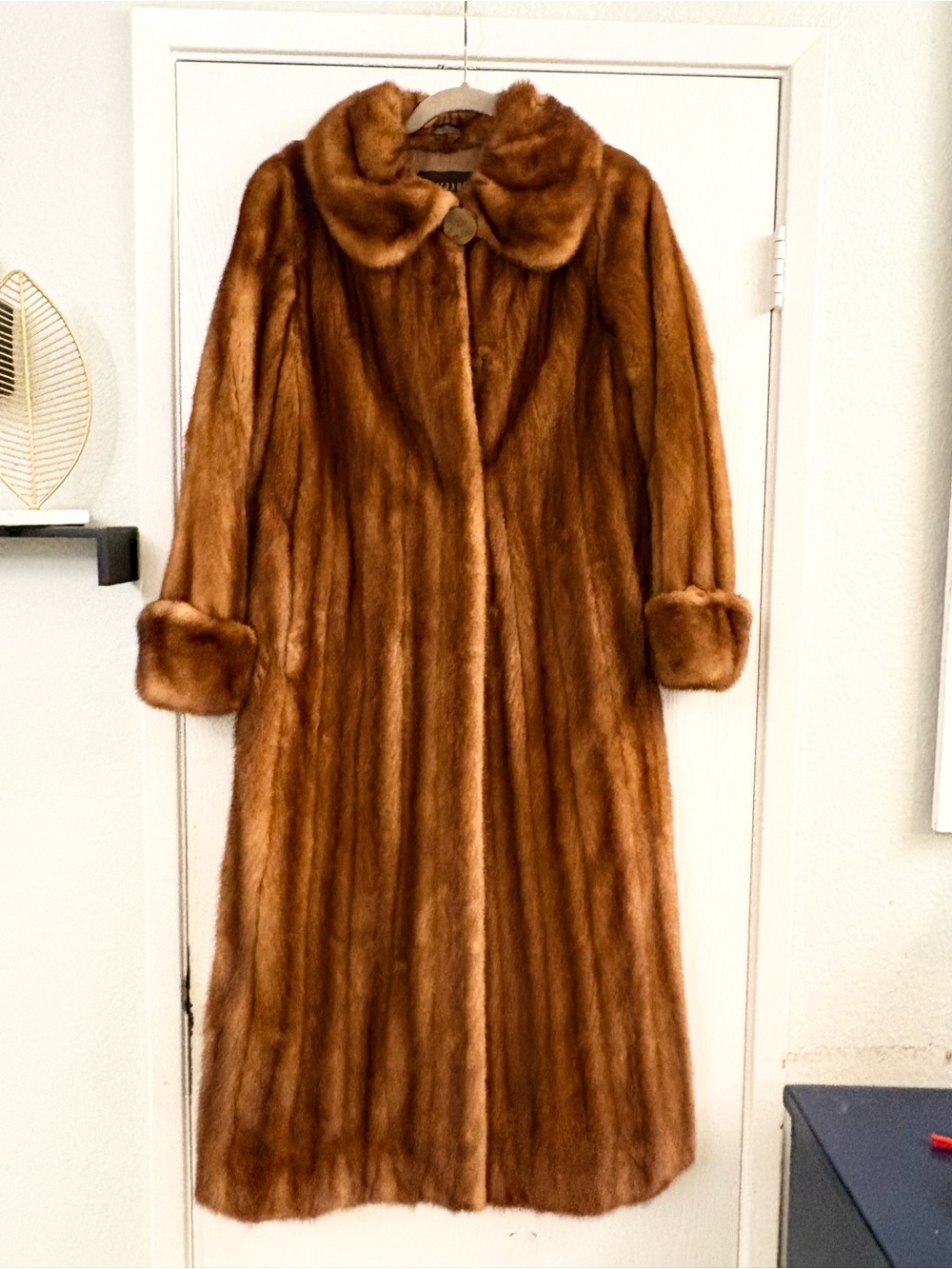 Vintage Féraud Paris Mink Fur Coat Brown Full Length Size 8 Made in Canada